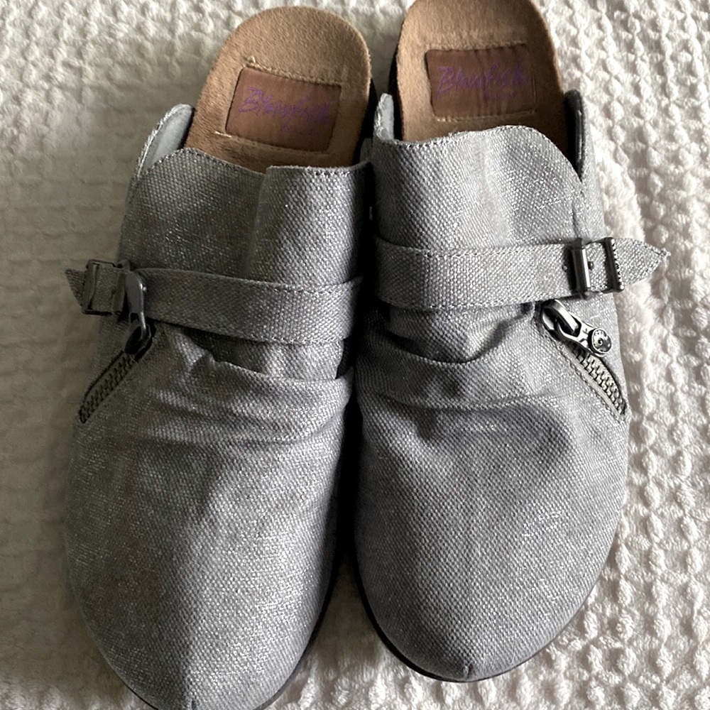 Blowfish Malibu mules:  color:  gray shimmer size 8.5 womens.  Brand new